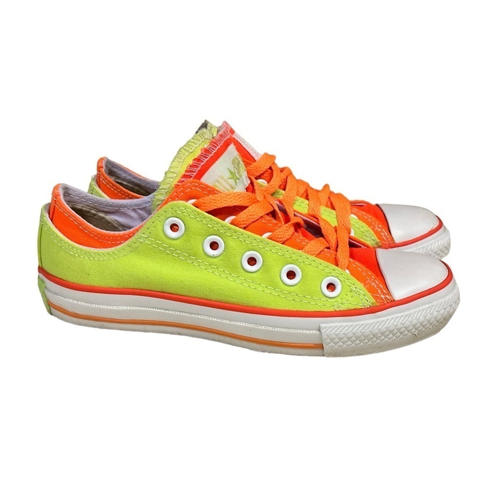 Converse All Stars Unisex Neon Yellow/Orange Double Tongue Sz 5 Women’s/3 Men’s - Picture 6 of 9